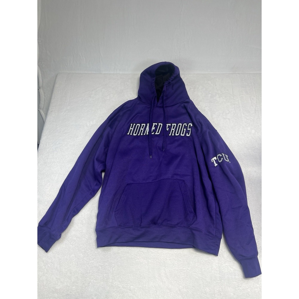 Old Varsity Brand TCU Horned Frogs Hoodie Purple Pullover Mens Large NCAA